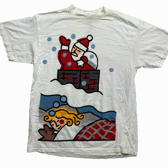 1996 Christmas T-Shirt Mens XL White Short Sleeve USPS Post Stamp
